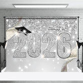 Aperturee - Silver Glitter Confetti 2026 Graduation Party Backdrop