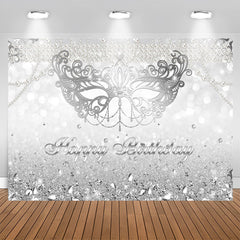 Aperturee - Silver Glitter Diamonds Bokeh Mask Birthday Backdrop