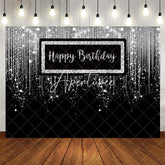Aperturee - Silver Glitter Spark Luxury Happy Birthday Backdrop