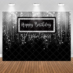Aperturee - Silver Glitter Spark Luxury Happy Birthday Backdrop