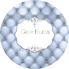 Aperturee - Sliver God Bless Round Baby Shower Backdrops