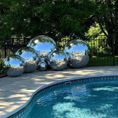 Aperturee - Silver Mirror Inflatable Ball Shiny Party Balloon