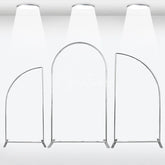 Aperturee - Aperturee Silver Half Moon Arched Backdrop Stands 3 Piece Set Wedding Party Ceremony Decor