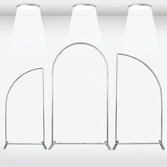 Aperturee - Aperturee Silver Half Moon Arched Backdrop Stands 3 Piece Set Wedding Party Ceremony Decor