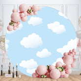 Aperturee - Simple Blue Sky White Cloud Circle Birthday Backdrop