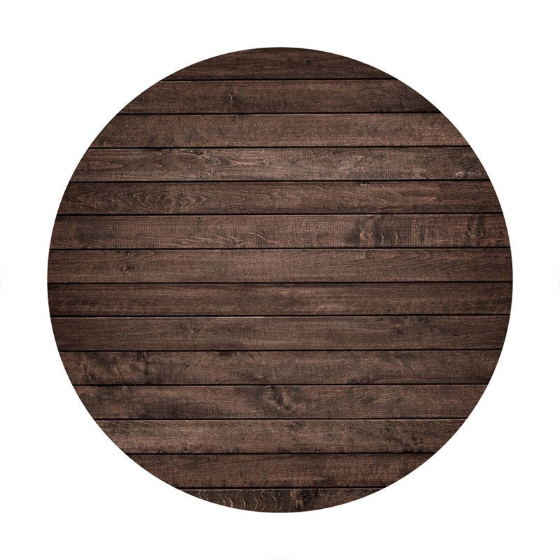 Aperturee - Simple Circle Brown Wooden Backdrop For Birthday Party