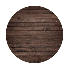 Aperturee - Simple Circle Brown Wooden Backdrop For Birthday Party