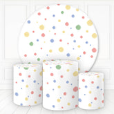 Aperturee Simple Colorful Dots Happy Holiday Round Backdrop Kit