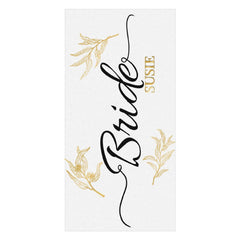 Aperturee - Simple Custom Name Gold Leave Bride Beach Towel