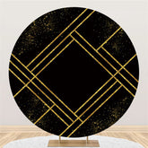 Aperturee Simple Glitter Gold And Black Lines Circle Backdrop