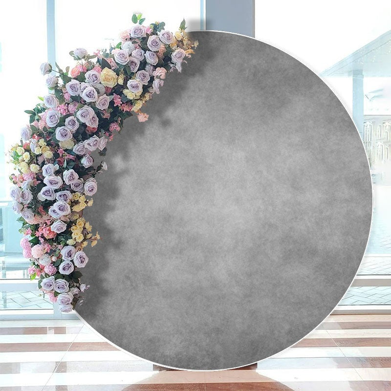 Aperturee - Simple Grey Circle Happy Birthday Backdrop For Party