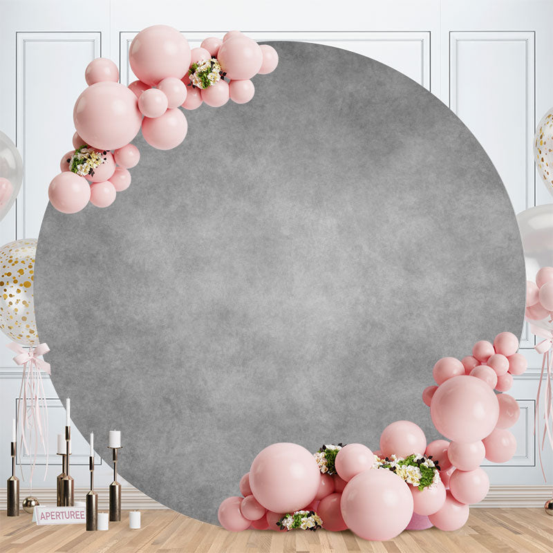 Aperturee - Simple Grey Circle Happy Birthday Backdrop For Party