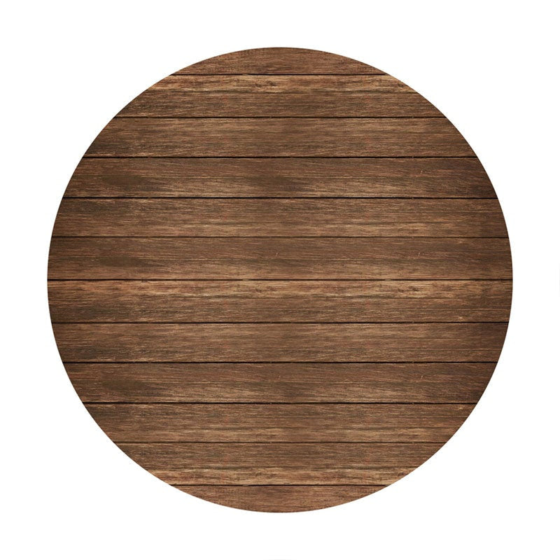 Aperturee - Simple Nature Khaki Wooden Round Backdrop For Birthday