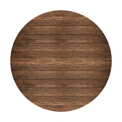 Aperturee - Simple Nature Khaki Wooden Round Backdrop For Birthday