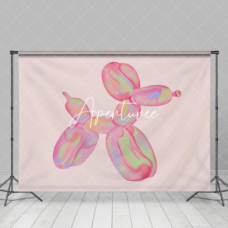 Aperturee - Simple Pink Colorful Ball Dog Art Party Backdrop