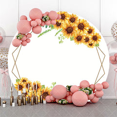 Aperturee - Simple White Sunflower Leaves Spring Round Backdrop