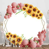 Aperturee - Simple White Sunflower Leaves Spring Round Backdrop