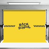 Aperturee - Simple Yellow Black Back To School Party Backdrop