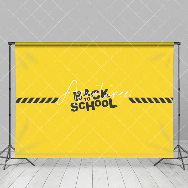 Aperturee - Simple Yellow Black Back To School Party Backdrop