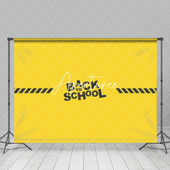 Aperturee - Simple Yellow Black Back To School Party Backdrop