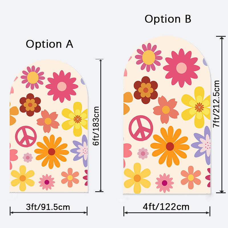 Aperturee - Simple Yellow Groovy Floral Arch Backdrop for Party