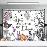 Aperturee - Sips About To Go Down White Happy Halloween Backdrop