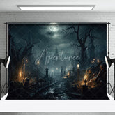 Aperturee - Skull Pile Spooky Castle Night Halloween Backdrop
