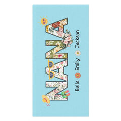 Aperturee - Sky Blue Nana Custom Beach Towel with Kids Name