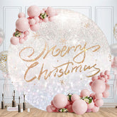 Aperturee - Sliver And Gold Glitter Round Chritmas Backdrop