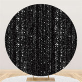 Aperturee Silver Bokeh Glitter And Black Round Birthday Backdrop