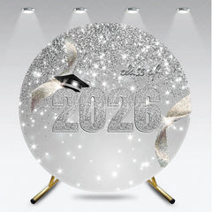 Aperturee - Sliver Glitter Class Of 2026 Graduation Backdrop