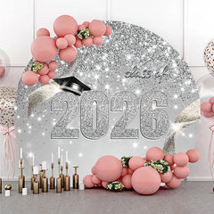 Aperturee - Sliver Glitter Class Of 2026 Graduation Backdrop