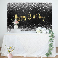 Aperturee - Sliver Glitter Diamond Gold Letter Birthday Backdrop