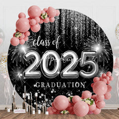 Aperturee - Sliver Spark Class Of 2025 Black Round Grad Backdrop