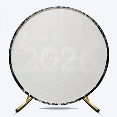 Aperturee - Sliver Spark Class Of 2026 Black Round Grad Backdrop
