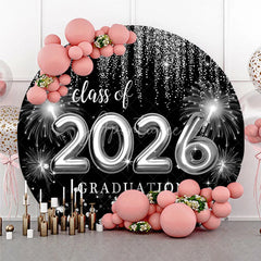 Aperturee - Sliver Spark Class Of 2026 Black Round Grad Backdrop