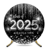 Aperturee - Sliver Spark Class Of 2025 Black Round Grad Backdrop