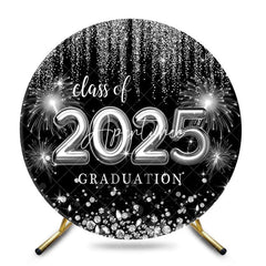Aperturee - Sliver Spark Class Of 2025 Black Round Grad Backdrop