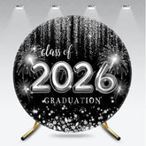Aperturee - Sliver Spark Class Of 2026 Black Round Grad Backdrop
