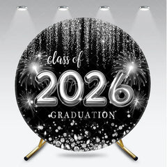 Aperturee - Sliver Spark Class Of 2026 Black Round Grad Backdrop