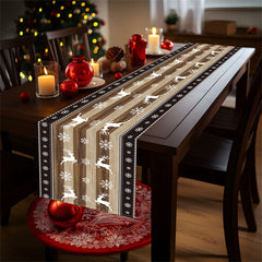 Aperturee - Snow Elk Step And Repeat Wood Christmas Table Runner