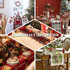 Aperturee - Snow Elk Step And Repeat Wood Christmas Table Runner
