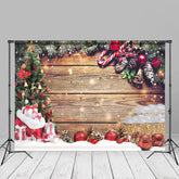 Aperturee - Snow Pine Tree Leaves Wood Merry Christmas Backdrop