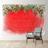 Aperturee - Snow White Spots Pine Red Wall Christmas Backdrop