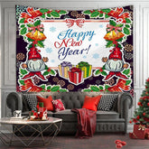Aperturee - Snowflake Novelty Merry Christmas Theme Wall Tapestry