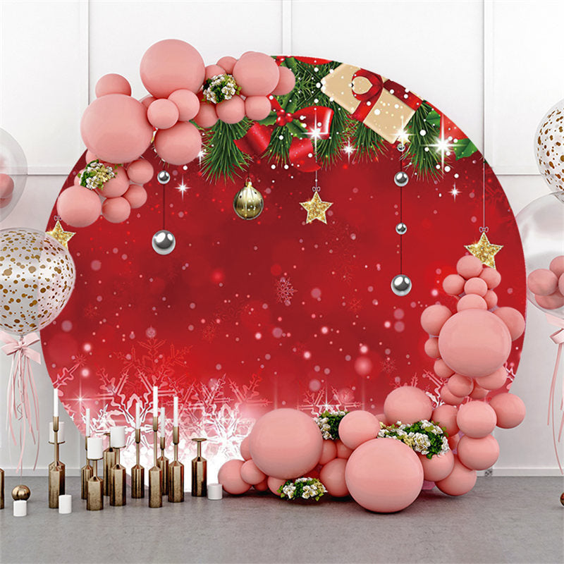 Aperturee Snowflake With Christmas Ball And Gift Round Backdrop