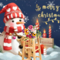 Aperturee - Snowman Elk Candle Merry Christmas Photo Backdrop