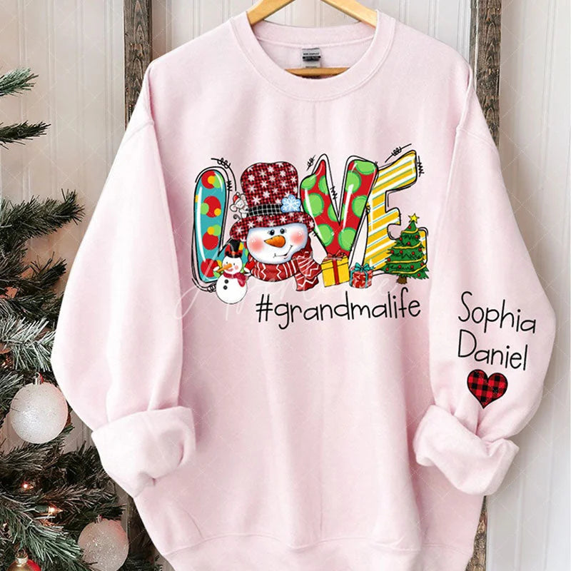Aperturee - Snowman Love Grandma Kids Custom Christmas Sweatshirt