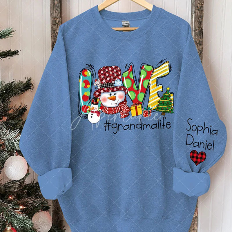 Aperturee - Snowman Love Grandma Kids Custom Christmas Sweatshirt