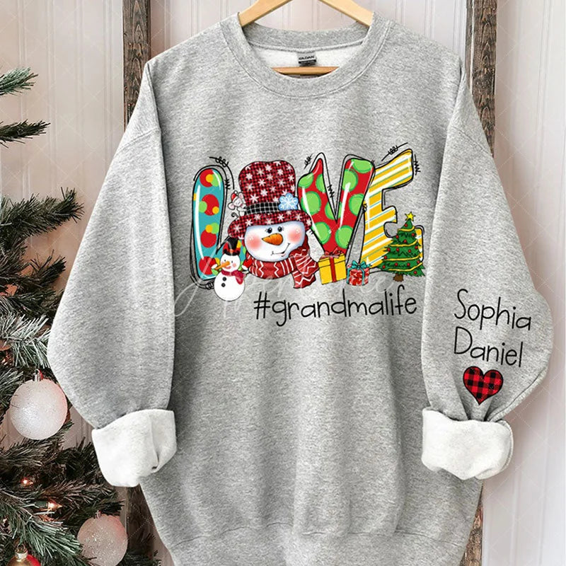 Aperturee - Snowman Love Grandma Kids Custom Christmas Sweatshirt